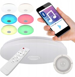 Plafon Led lampa Głośnik Bluetooth Rgb 72W 50cm