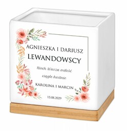 Personalizowana doniczka kwadratowa z napisem dla pary