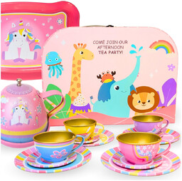 zestaw do herbaty w walizce dla dzieci unicorn