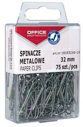 Spinacze biurowe 32mm OFFICE PRODUCTS 75szt srebrne /18083269-19/