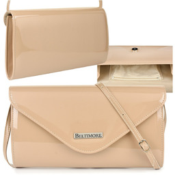 Beżowa lakierowana damska torebka wieczorowa kopertówka BELTIMORE M78