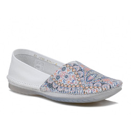 Baleriny damskie Maciejka 1930 skórzane białe kwiaty wygodne