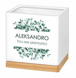 Personalizowana doniczka kwadratowa z napisem dla niej