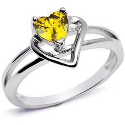 Srebrny Pierścionek z Żółtym Sercem