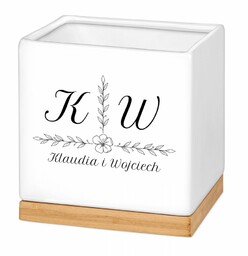 Personalizowana doniczka kwadratowa z napisem dla pary