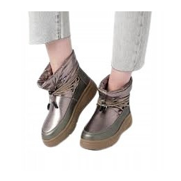 SCHOLL BOTKI DAMSKIE METALICZNE Z TKANINY ORAZ SYNTETYKU
