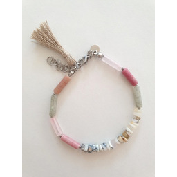 Pakamera Bransoletka patyczki labradoryt, opal, rodonit, kwarc różowy