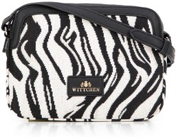 Damska crossbody z żakardu i ekoskóry biało -