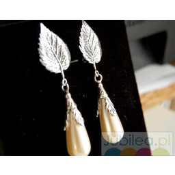 LISTEK BRZOZY - klipsy z perłową soplą