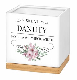 Personalizowana doniczka kwadratowa z napisem dla niej