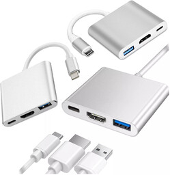 Adapter HUB 3w1 Alogy przejściówka USB-C 3.0 HDMI
