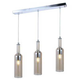 Lampa wisząca Bottle 3 płomienna chrom amber E27