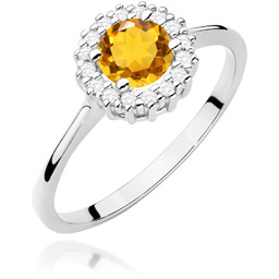 Złoty pierścionek Cytryn 0,50ct białe złoto pr. 585