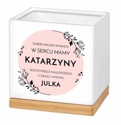 Personalizowana doniczka kwadratowa z napisem dla mamy