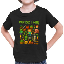 Koszulka z imieniem dla fanów gry Minecraft -