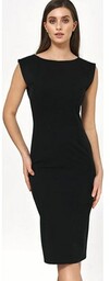 Czarna sukienka o ołówkowym fasonie S220, Kolor czarny,