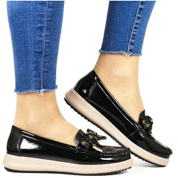 DAMSKIE SKÓRZANE MOKASYNY Z KOKARDĄ NA PLATFORMIE FILIPPO