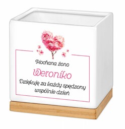 Personalizowana doniczka kwadratowa z napisem dla żony