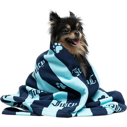 Juicy Couture Ręcznik dla psa granatowy/turkusowy serce łapa