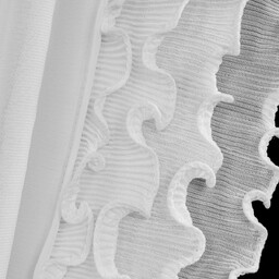 Firana z szyfonu biała z falbaną i dekoracyjnym