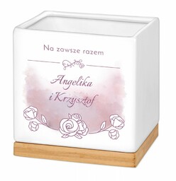 Personalizowana doniczka kwadratowa z napisem dla pary