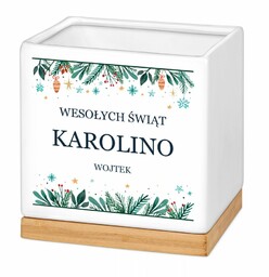 Personalizowana doniczka kwadratowa z napisem dla niej