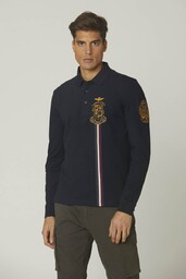Aeronautica Militare Polo z długim rękawem 232PO1744P191 granat
