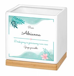 Personalizowana doniczka kwadratowa z napisem dla przedszkolanki nauczycielki