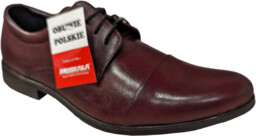 Skórzane półbuty Moskała bordowe obcas 2 cm nr