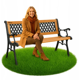 Ławka ogrodowa metalowa ławeczka parkowa czarna cmentarna