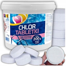 Chlor Tabletki 3KG Chlorowe Duże 15SZT 200G Chemia