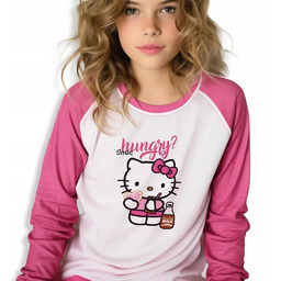 Piżama Fuksja Długi Rękaw Spodnie HUNGRY? *IMIĘ* Hello