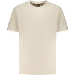 MĘSKA KOSZULKA Z KRÓTKIM RĘKAWEM BOSS BEŻOWA