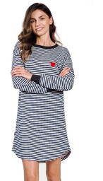Koszula nocna Trudy 3220 biało-niebieskie paski