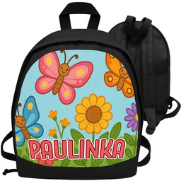 Plecak Motylki i Kwiaty z imieniem - kolorowy
