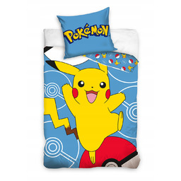 Pościel Pokemon 140x200 Dziecięca Pikachu Pokeball 100% Bawełna