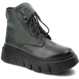 Armodo Zielone Botki Modne Obuwie Damskie Z Agrafką