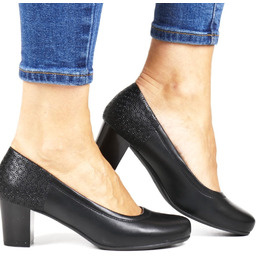 CZÓŁENKA PÓŁBUTY NA OBCASIE SERGIO LEONE 409 CZARNE