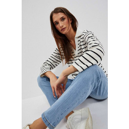 Bluza W Paski Z Dekoltem W Serek-Xxl