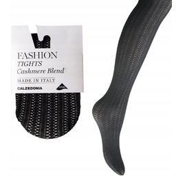 Rajstopy KASZMIROWE Calzedonia wzorzyste kaszmir modal czarne 1/2