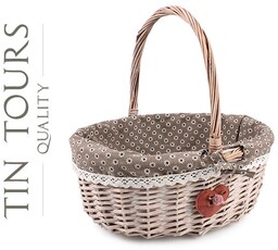 BRĄZOWY KOSZ WIKLINOWY Z UCHWYTEM 34x28x15/34 cm