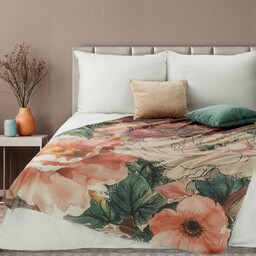 Eurofirany Koc bawełniany akrylowy 150x200 Chloe pomarańczowy kremowy