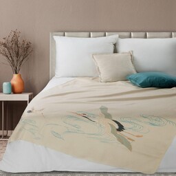 Eurofirany Koc bawełniany akrylowy 150x200 Mila kremowy żurawie