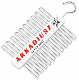 Wieszak biały na krawaty z nadrukiem dla brata