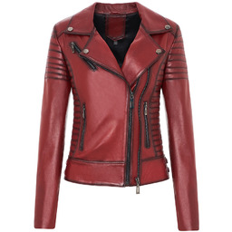 Bukowski Damska ramoneska kurtka skórzana z kieszeniami