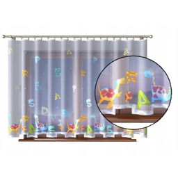 Firana dziecięca żakardowa Dinozaury Literki kolorowe 250x150 Taśma