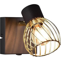 Reality Lampa ścienna Ardon R81381080, metal czarno-matowy/złoty, bez