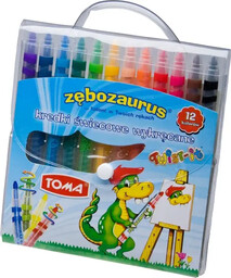 Kredki świecowe wykręcane Twist-it Zębozaurus 12 kolorów -