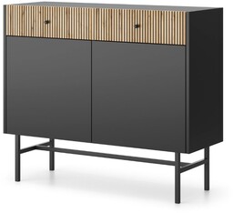 Komoda czarny mat, lamele Diva z 2 szufladami