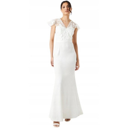 Coast Biała Suknia Ślubna Z Koronką I Dekoltem